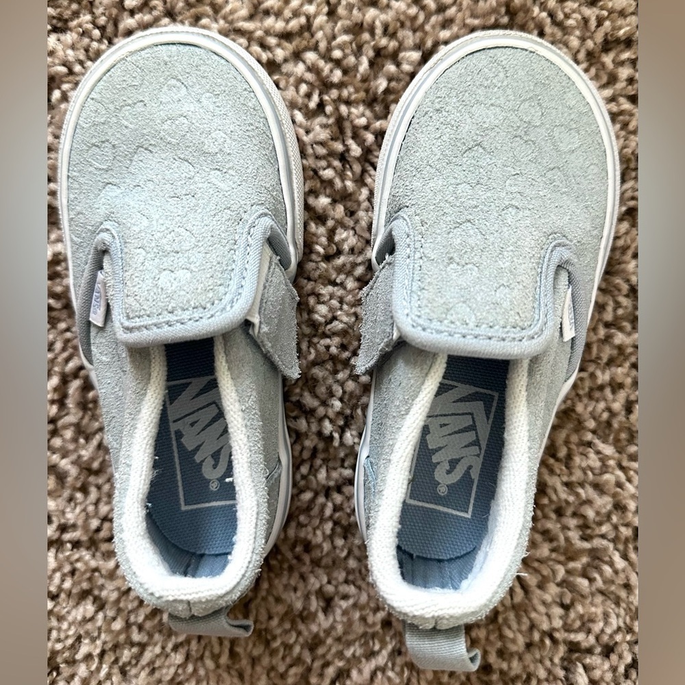 Vans Toddler Slip-On Sneakers, Light Blue Suede, Size 7 - Picture 3 of 8